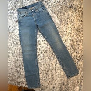 NWOT Re/Done Light Blue Slim Straight Leg Jeans Light Distressed Denim size 24